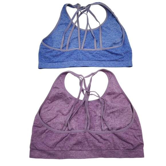 Fabletics Womens Strappy Sports Bras 2-Pack Medium Blue & Purple 28" - Picture 2 of 3